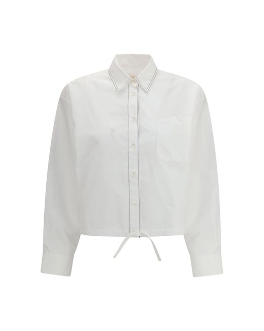 Marni White Cropped Long-Sleeve Shirt