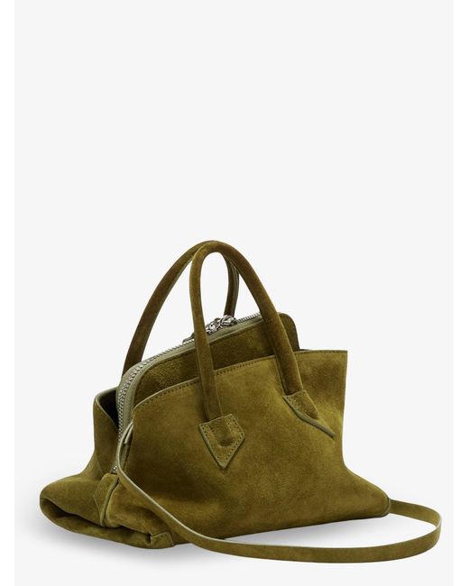 The Attico Green Handbag La Passeggiata Mini Suede Handbags