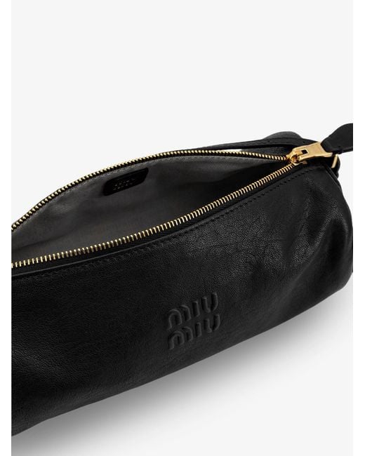 Miu Miu Black Mini Aviator Leather Shoulder Bag