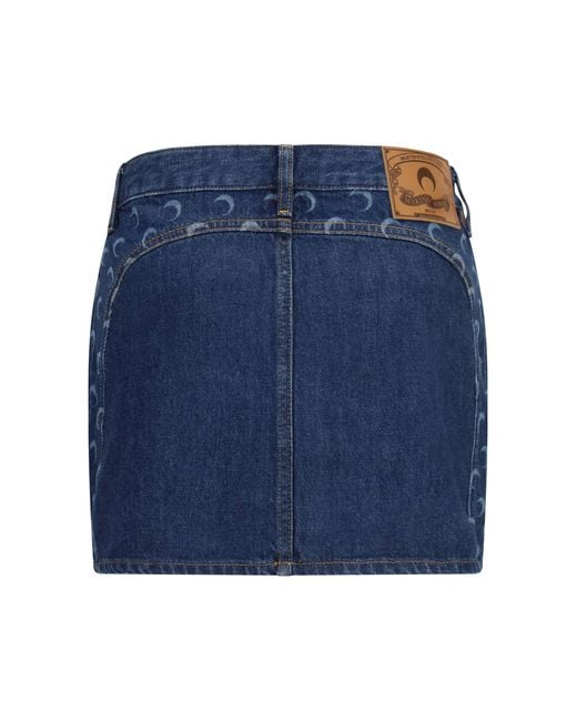 MARINE SERRE Blue Zipped Mini Skirt