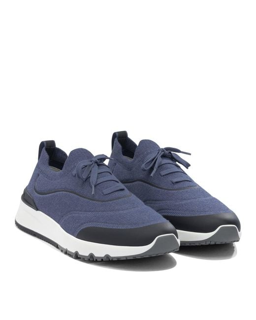 Brunello Cucinelli Blue Low Sneakers for men