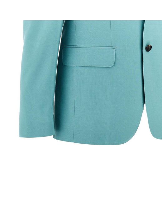 Santaniello Blue Wool-Blend Single-Breasted Suit for men