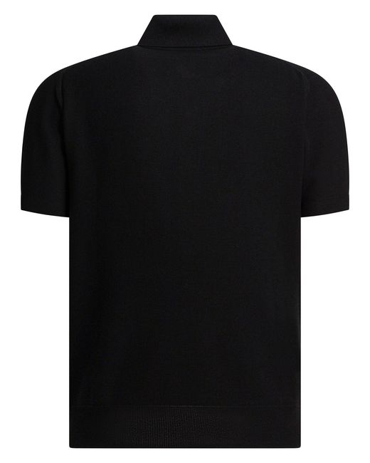 Tom Ford Black Silk And Cotton Pique Polo Shirt for men