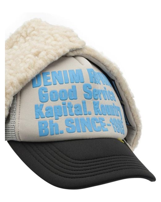 Kapital Blue Denim Repair Service Lumber Trucker Hat for men