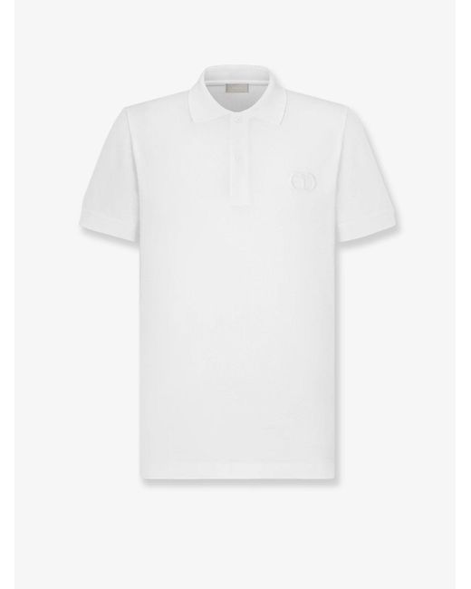 Dior White Cotton Piqué Polo Shirt for men