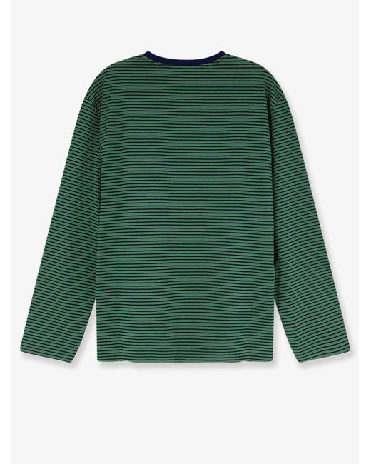 Miu Miu Green Cotton T-Shirt With Striped Pattern