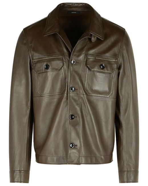 Tom Ford Green Tobacco Leather Jacket