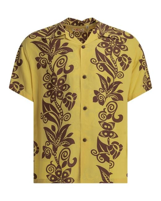 Sun Surf Yellow Pictograph Flower Shirt for men
