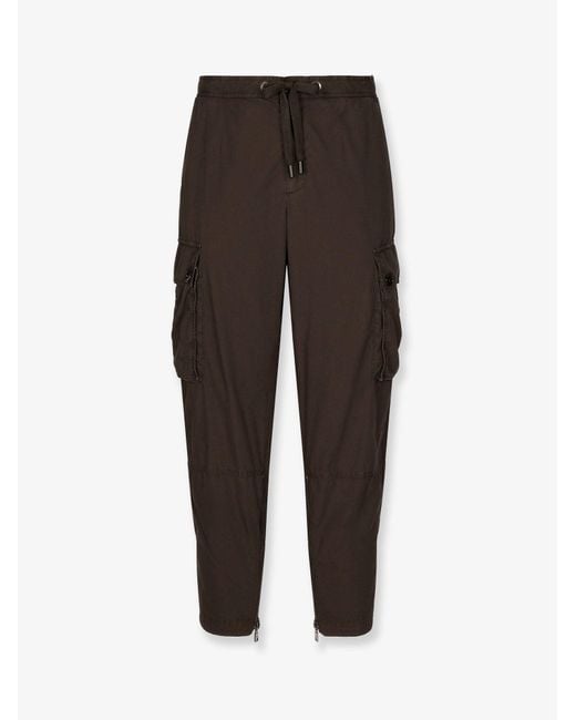 Dolce & Gabbana Brown Cotton Cargo Trousers for men