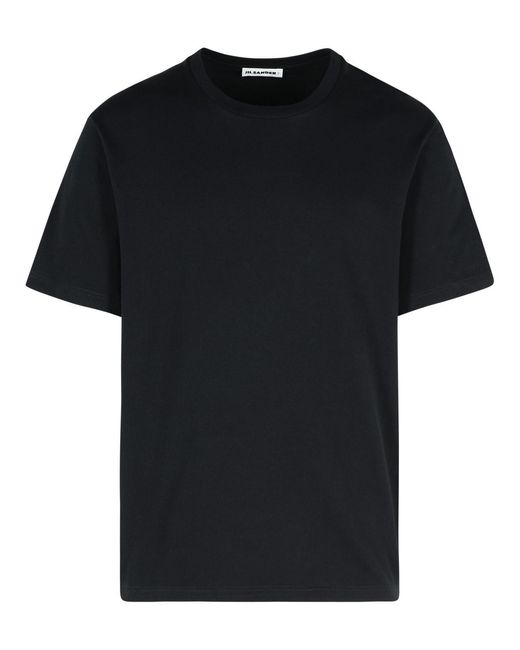Jil Sander Black T-Shirt With Ribbed Neckline for men