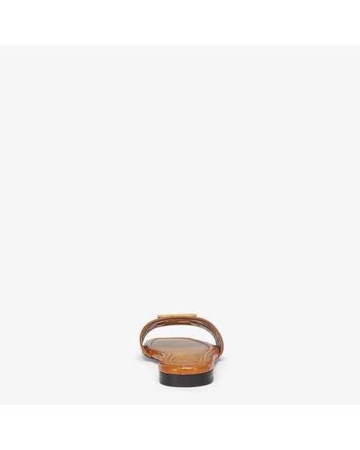 Fendi Brown Ffold" Slides Sandals