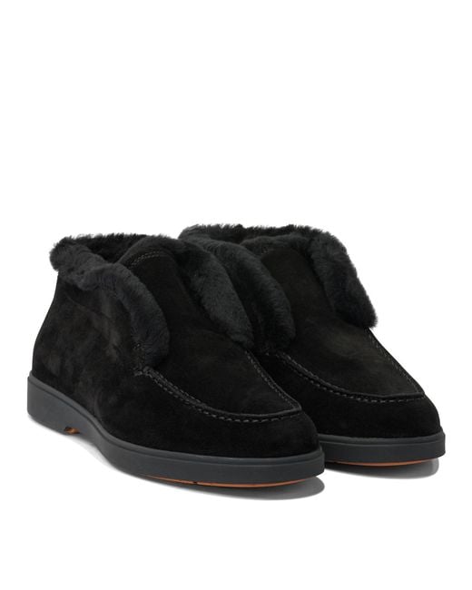 Santoni Black Fortune Loafers
