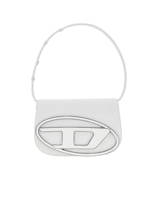 DIESEL White Leather '1Dr' Shoulder Bag With Charms