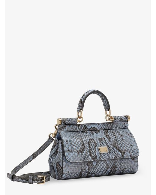 Dolce & Gabbana Blue Handbag Sicily Python
