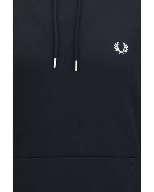 Fred Perry Blue Hoodie With Striped Cuffs for men