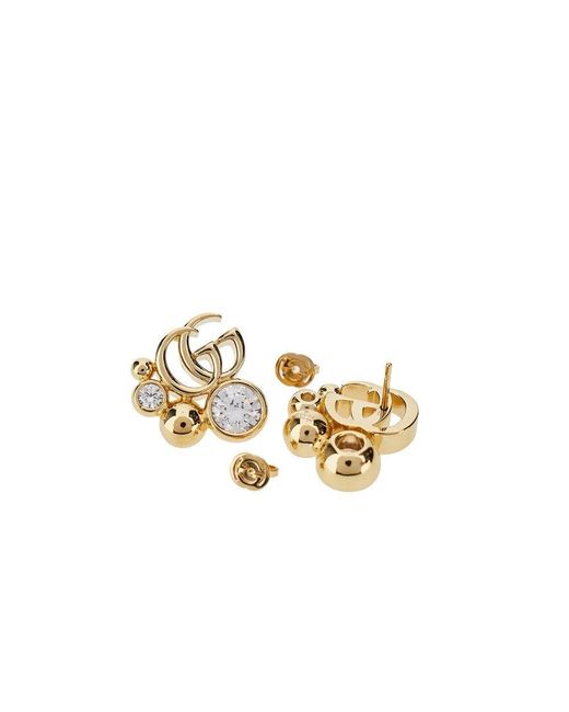 Gucci Metallic 'Gg Marmont' Earrings With Zirconia
