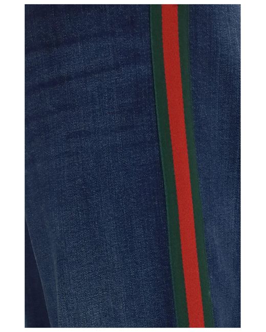 Gucci Blue Jeans With Web Stripe