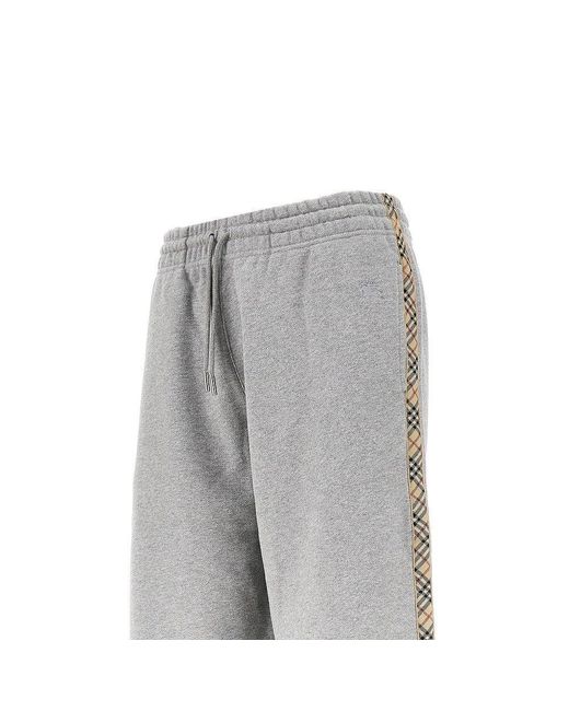 Burberry Gray Wide Leg Sweatpants With Check Details