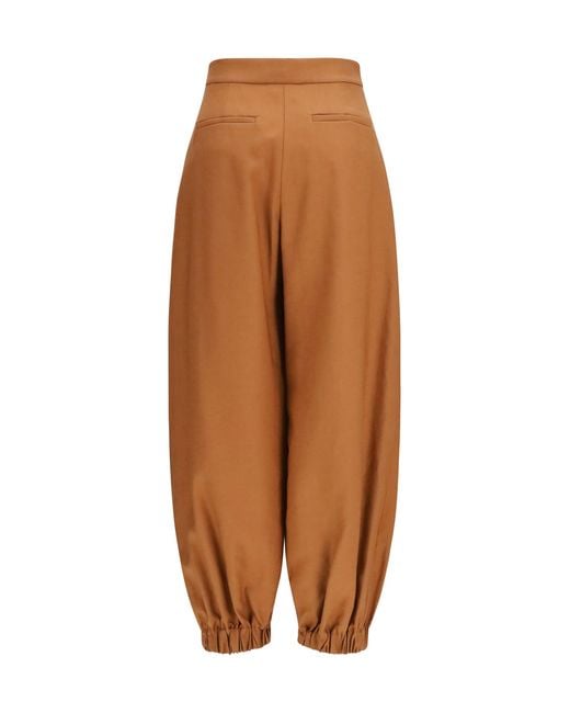 Fendi Brown Balloon Trousers Cotton-Linen