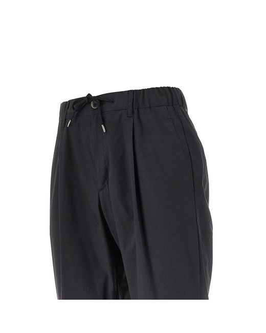 Herno Black Technical Poplin Pants With Drawstring for men