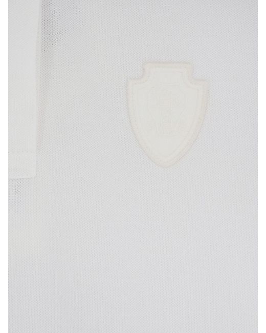 Brunello Cucinelli White Cotton Blend Polo Shirt