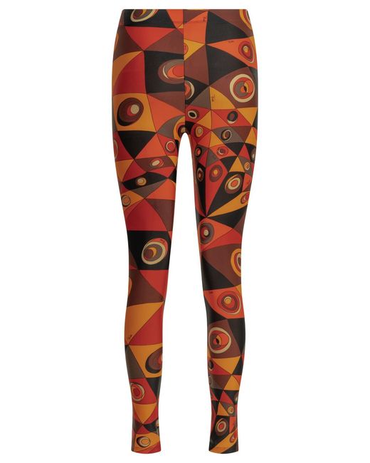 Emilio Pucci Orange Occhi Polyamide Elastane Legging