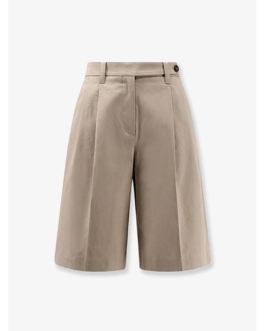 Brunello Cucinelli Natural Cotton And Linen Shorts