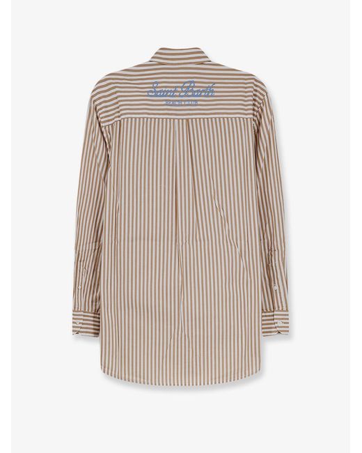 Mc2 Saint Barth Natural Striped Cotton Shirt for men