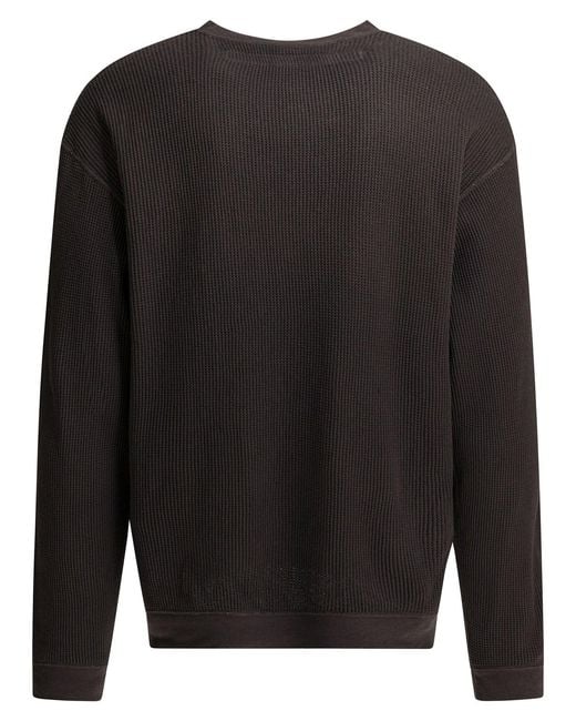 Kapital Black Eco Waffle Big Crew Sweatshirt for men