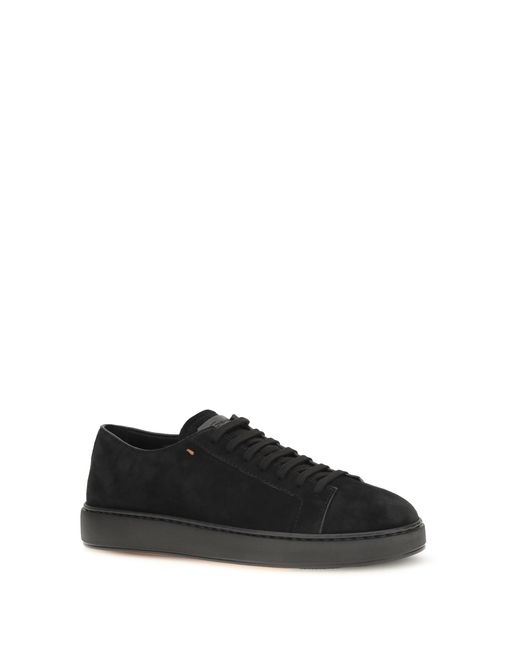 Santoni Black Suede Sneakers for men
