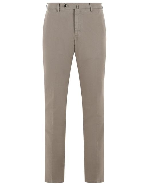 PT01 Gray Superslim Fit Cotton Pants for men