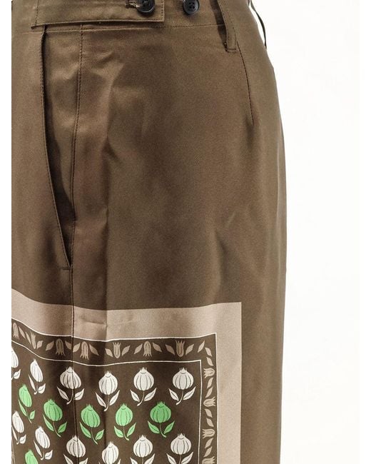 Tory Burch Natural Printed Wide-Leg Trousers