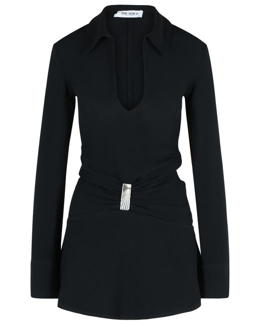 The Attico Black Viscose Blend Mini Dress