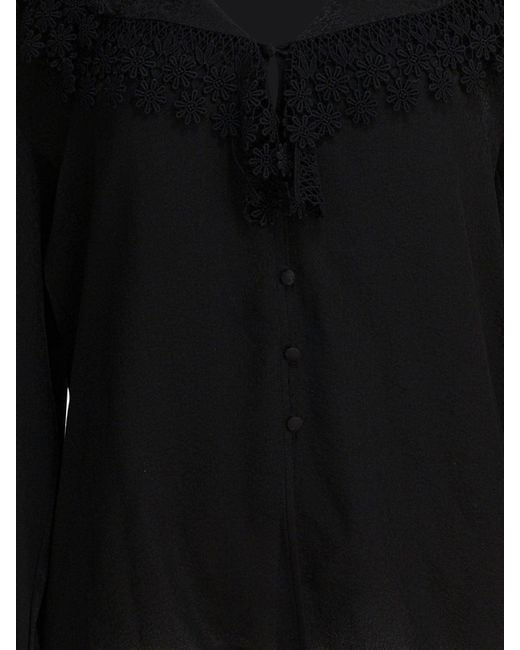 Chloé Black Blouse With Lace Collar Shirts