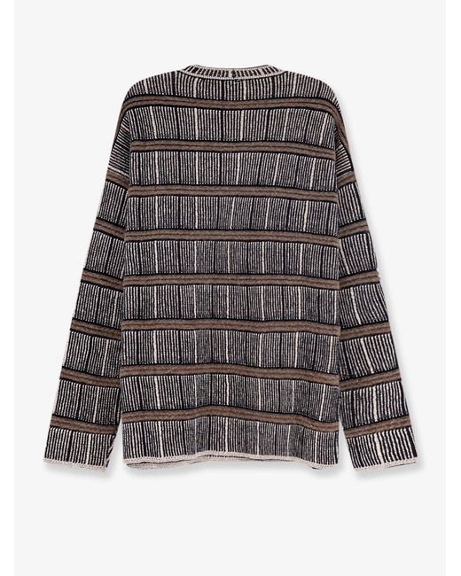 Giorgio Armani Gray Over Striped Virgin Wool And Silk Sweater for men