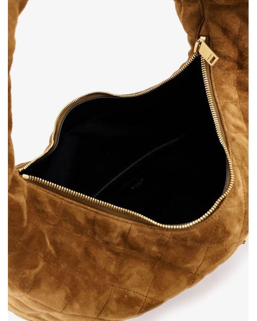 Saint Laurent Brown Icare Hobo Suede Handbag