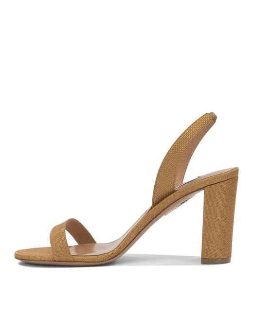 Aquazzura Metallic So Nude Block 85Mm Viscose Leather Sandals