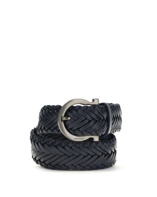 Ferragamo Black Braided Leather Belt for men