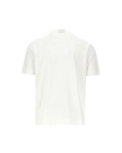 Emporio Armani White Printed And Embroidered Lyocell-Blend T-Shirt for men
