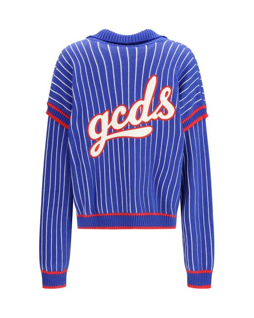 Gcds Blue Cardigan Pinstripe for men