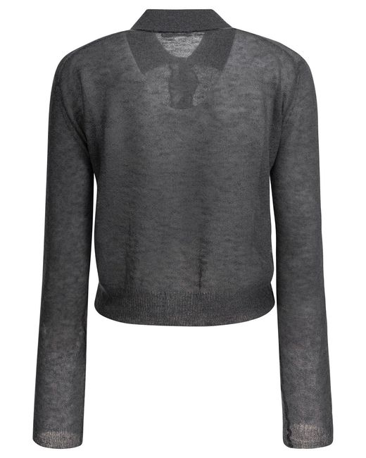 Auralee Black Charcoal Mohair Nylon Knitwear