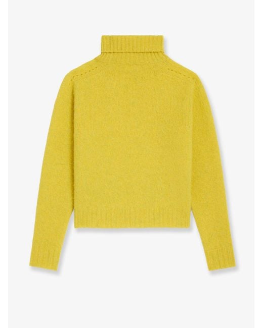 Céline Yellow Wool Turtleneck With Triomphe Embroidery