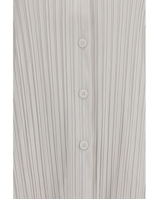 GONGDID DESIGN Gray Fine Striped Velvet-Like Shirt Off