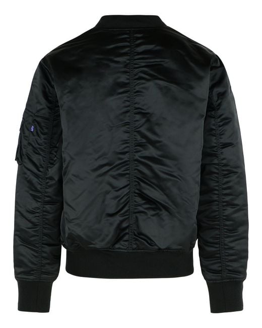 Alpha Industries Black 'Flight' Nylon Bomber Jacket for men