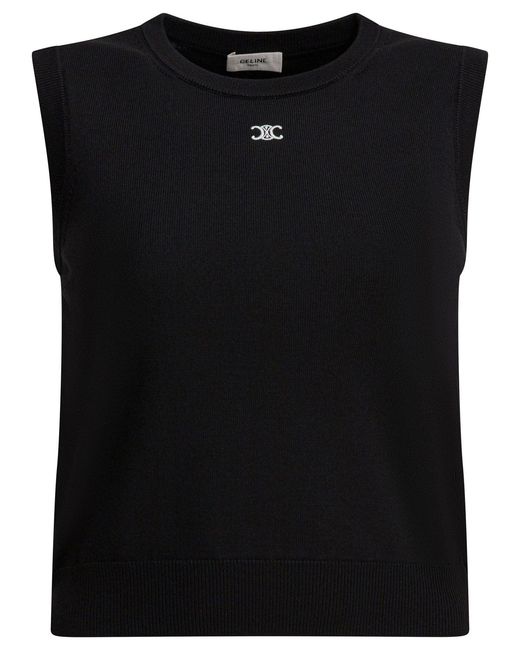 Céline Black Triomphe Wool Vest