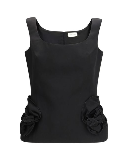 Magda Butrym Black Top With Floral Appliquãs