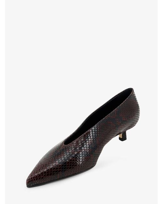 Aeyde Brown Clara Leather Pumps Python Motif