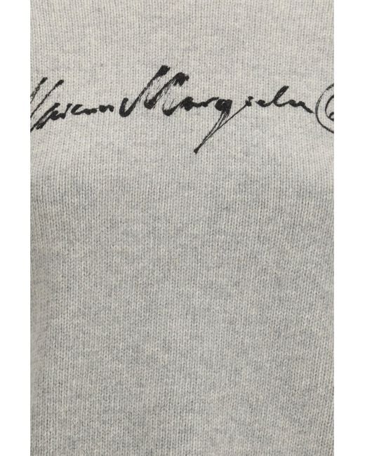 MM6 by Maison Margiela Gray Knitted Sweater With Logo Lettering Melange