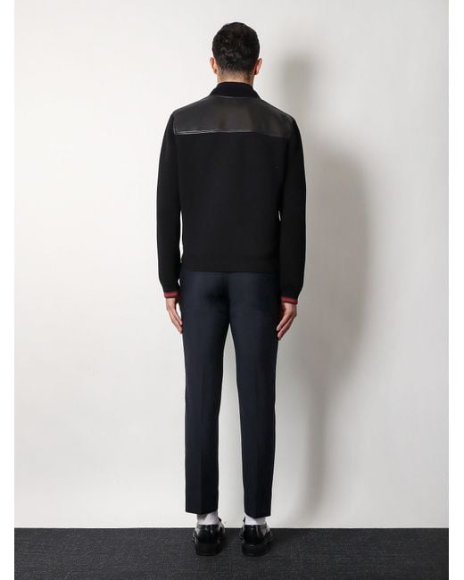 Gucci Blue Leather And Wool Jacket for men