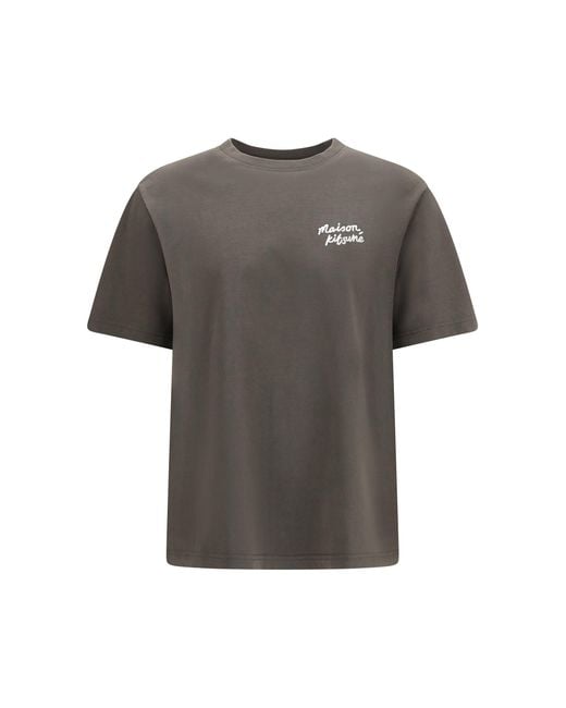 Maison Kitsuné Gray Handwriting Comfort T-Shirt Beluga for men